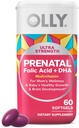 OLLY Ultra Strength Prenatal Multivitamin Softgels, Supports Healthy Growth, Brain Development, Iron, Folic Acid, DHA, Vitaminas C, E, 30 Day Supply-60 Count