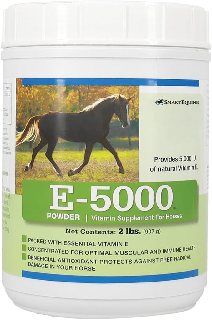 E5000 Polvo tóxico Vitamina E para Caballos tóxicos Antioxidante Apoyo con la Vitamina E Suplemento Silencio Concentrado para el Musculo Optimal &amp; Wellness Apoyo Silencio 2 lb