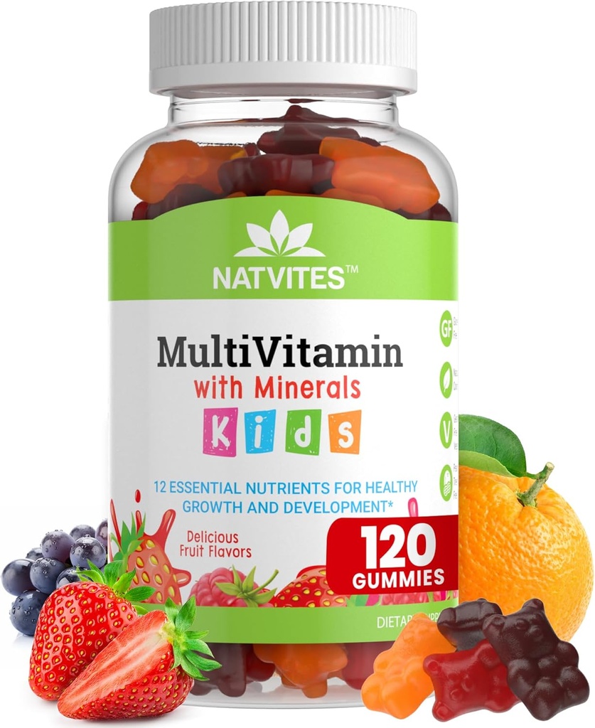 Gummies multivitamínicos completos para niños: 120 Conde de vitaminas diarias esenciales " Minerales para soporte inmunitario, Focus, " Growth - Perfect for Toddlers, Children, Teens, and Picky Eaters!