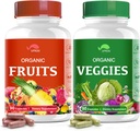 Suplemento orgánico de frutas y verduras, cápsulas de vitamina Superalimentaria Fabricadas con alimentos y verduras enteras para el consumo de energía, vegan, no GMO, sin gluten(90 cápsulas)
