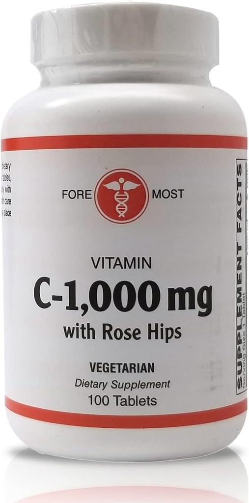 Salud Holística Vitamina C con Rosas HIPS 1000mg Tablets, Vitamina C Tablet for Boosting Immunity, Maintaining Optimal Blood Pressure, and Healthier Inflammatory Responses, 100 Tablets