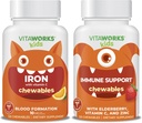 Niños Hierro 10 mg + Vitamina C Chewables + Elderberry + Zinc + C Chewables Bundle