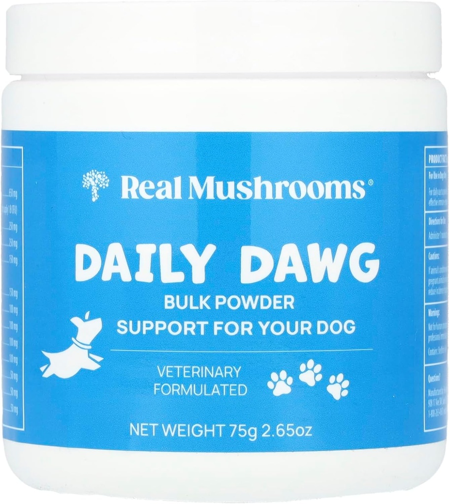 Reales Setas enteras de la salud del perro – Funal Mushroom Blend for Dogs with Lion’s Mane, Cordyceps, Turquía Tail, Reishi, Shiitake para el bienestar general de los perros – 2.65 oz Powder Suplemento