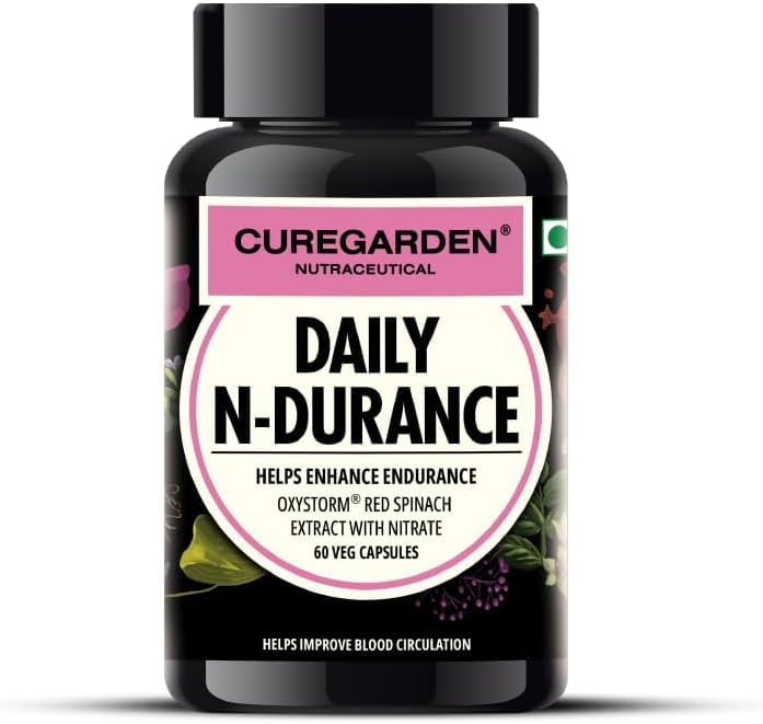 Daily N-Durance, Red Spinach Nitrate Extract, Nitric Oxide Supplement, 400 mg, Pre Workout Veg Capsules, 60no