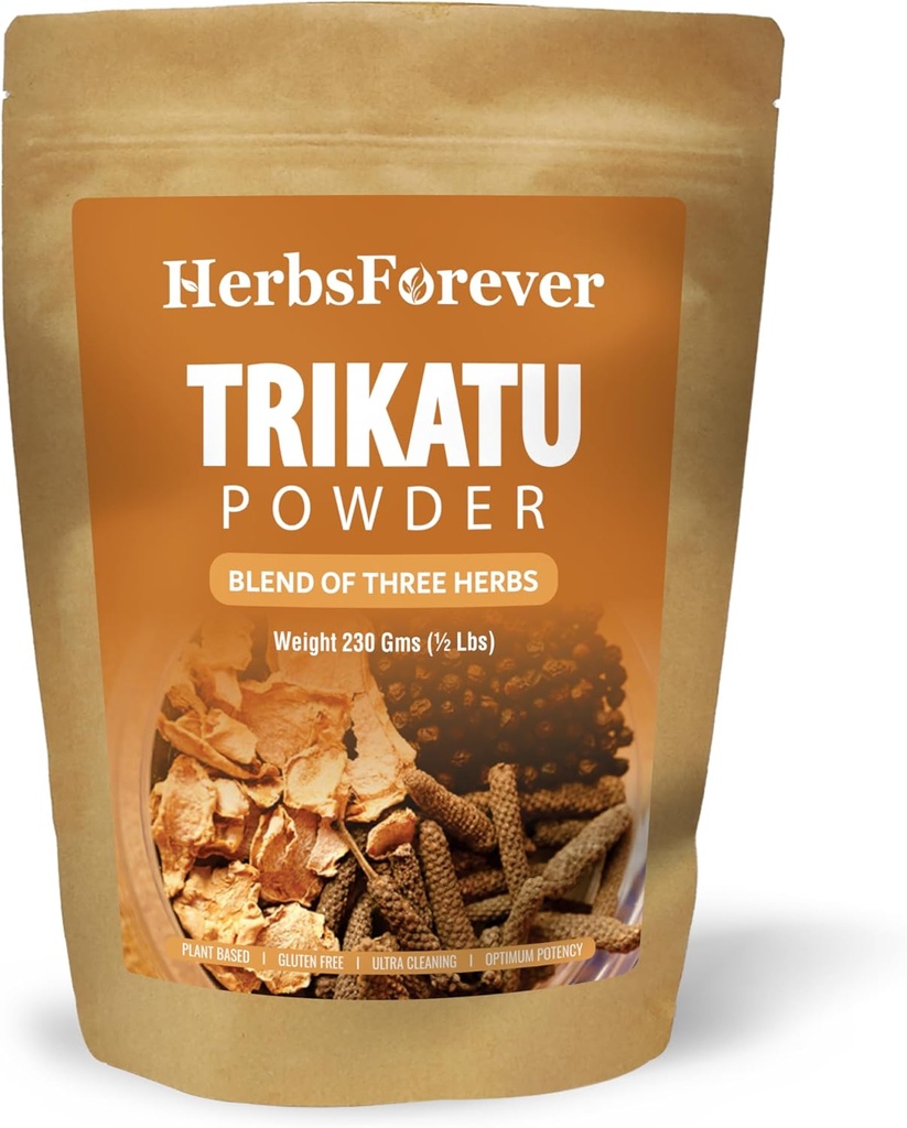 HerbsForever Trikatu Churna Powder – Ayurvedic Herbal Blend for Digestive Support ' Vata Balance, Non-GMO, Vegan, 230g  durable Natural Wellness Suplemento