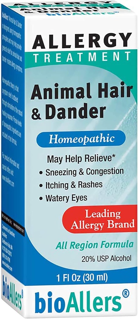NaturalCare Animal Hair and Dander Homeopathic Liquid Drops by bioAllers, 1 Fl Oz Silencio May Provide Support Through Sinus Congestion, Sneezing & Runny Nose, Itchy, Watery Eyes
