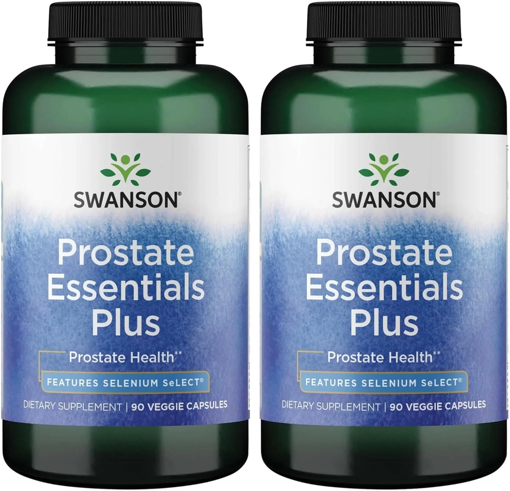 Swanson Prostate Plus - Suplemento natural para los hombres que promueven la alimentación saludable del tracto urinario Frecuencia - Apoyo a la salud total de la próstata 90 cápsulas Veg (2 Pack)