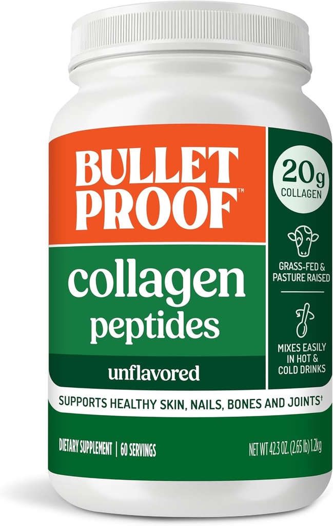 Péptidos de colágeno sin sabor a bala, 42.3 onzas, proteínas de colágeno y ácidos aminoácidos para la piel, los huesos y las articulaciones, embalaje mayo Vary