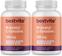 BESTVITE N-Acetyl L-Tyrosine 350mg (NALT) (240 cápsulas) (120 x 2) - No Stearates - Non GMO - Gluten Free