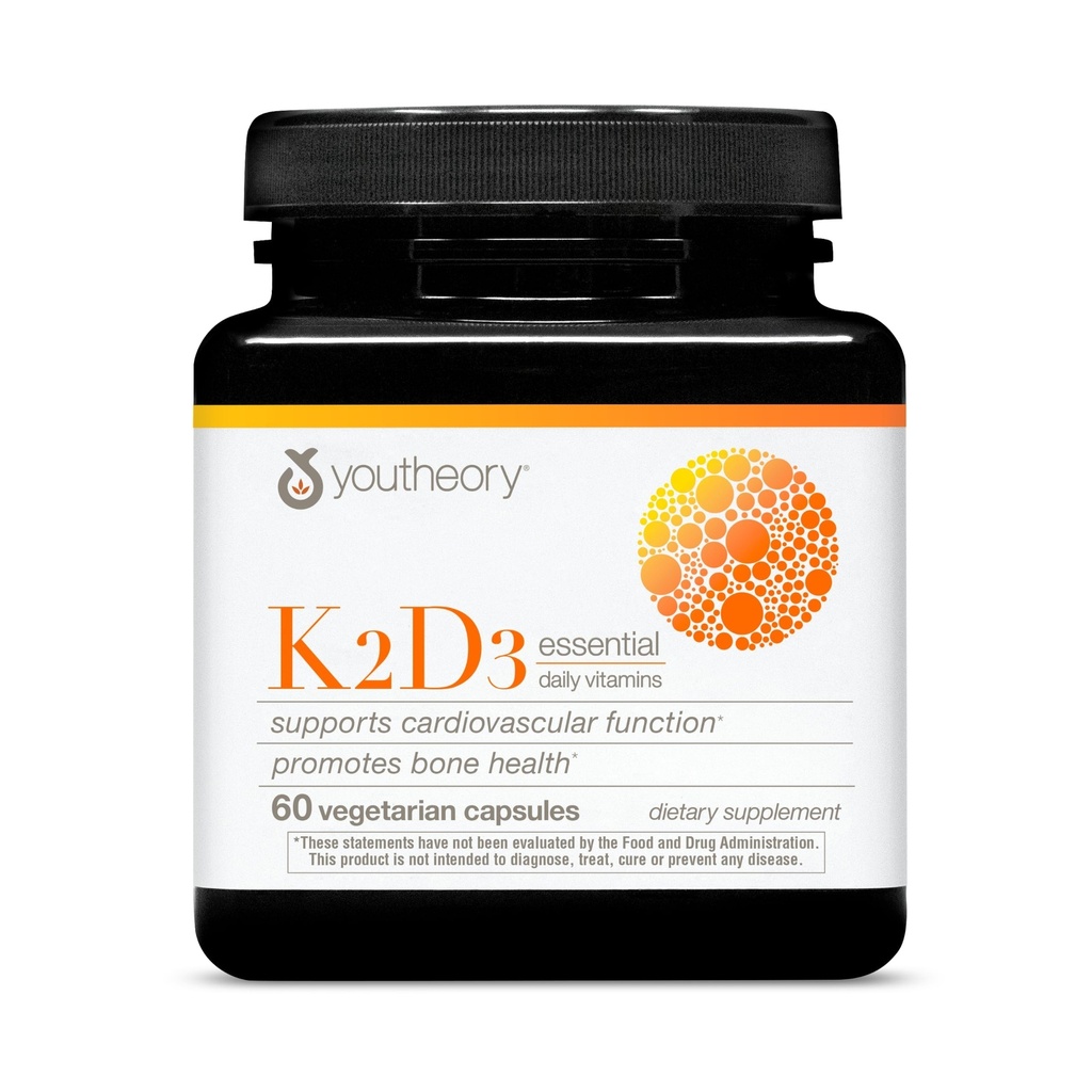 Teoría K2D3 - Bone & Heart Health Support* - Combina la vitamina D3 &amp; Vitamina K2 - Lácteos, Soy &amp; Gluten Gratis - 60 cápsulas vegetarianas