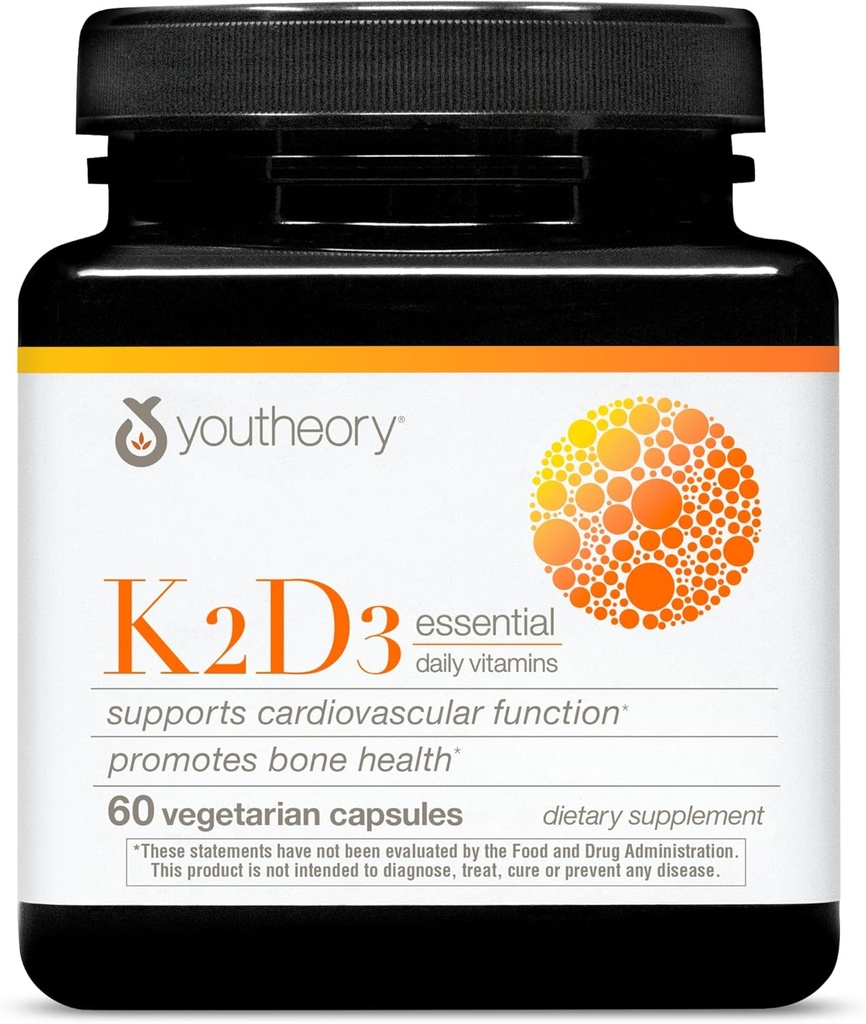 Teoría K2D3 - Bone & Heart Health Support* - Combina la vitamina D3 &amp; Vitamina K2 - Lácteos, Soy &amp; Gluten Gratis - 60 cápsulas vegetarianas