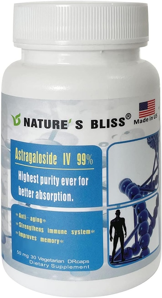 La ampolla de la naturaleza Stomach Acid Protected & Super-Absorption Astragalus Root Extract Astragaloside IV 99%, Made in USA, 50mg, 30caps (50mg x 30caps)