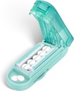 DUBSTAR Pill Cutter Splitter for Small and Tiny Pills, Multiple Pill Cutters for Small or Large Pills, Adjustable Pill Splitter with Centering Device and Blade Guard for Multi Tablets (Cyan)