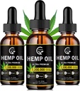 (3-Pack) Aceite de cáñamo de alta potencia - Fuerza máxima, Soporte de sistema inmunitario, calma de enfoque, relajación, orina, extracto puro, orgánico, vegano, no GMO