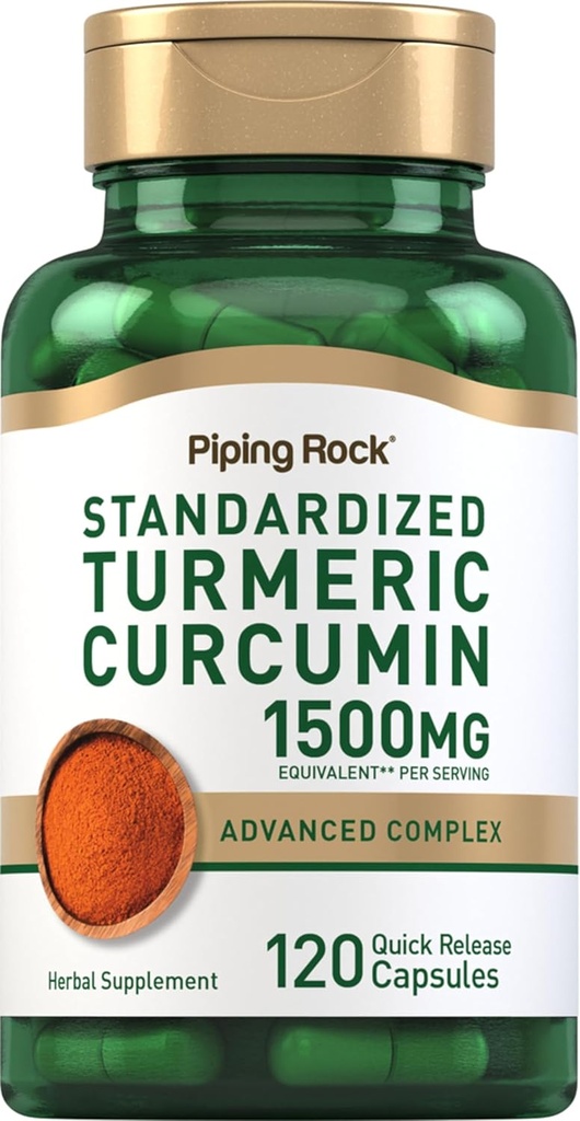 Piping Rock Turmeric Curcumin Complex 1500mg  120 Capsules  durable with Black Pepper Extract and Tart Cherry ← Advanced Formula Supplement ← Non-GMO, Gluten Free