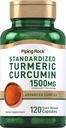 Piping Rock Turmeric Curcumin Complex 1500mg  120 Capsules  durable with Black Pepper Extract and Tart Cherry ← Advanced Formula Supplement ← Non-GMO, Gluten Free