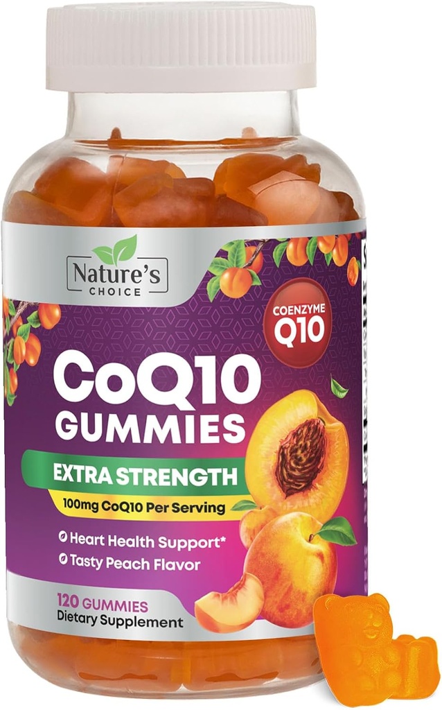 CoQ10 Gummies for Adults 100mg - 3X Strength, Absorción alta, Suplemento antioxidante para la producción de energía de la salud cardíaca, Ultra Coenzyme Q10 Vitaminas, Coq 10 Suplementos - 120 CoQ10 Gummies