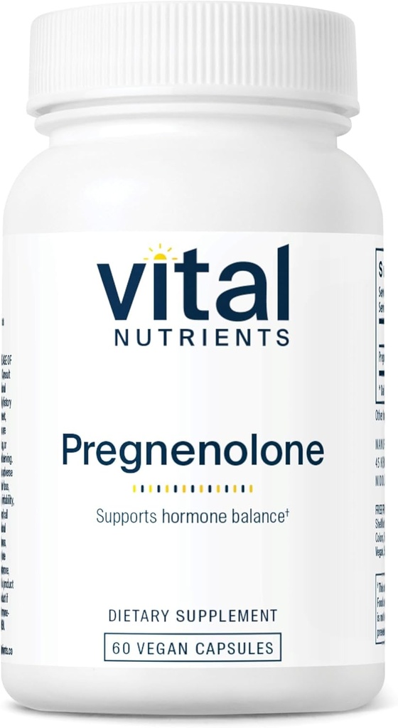 Nutrientes vitales - Pregnenolona - Soportes Mood, Memory and Immune Función - 60 cápsulas vegetarianas por botella - 10 mg