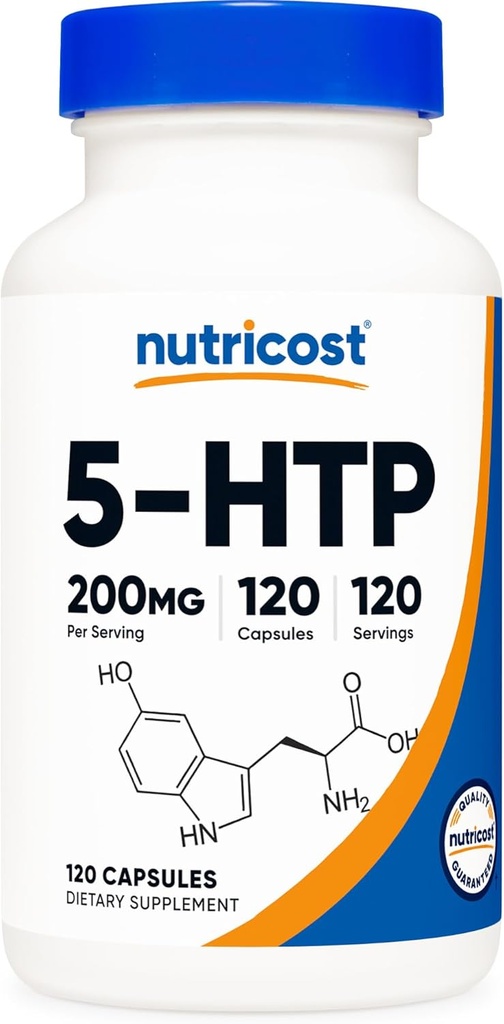 Nutricost 5-HTP 200mg, 120 cápsulas vegetarianas (5-Hydroxytryptophan) - No GMO &amp; Gluten Free