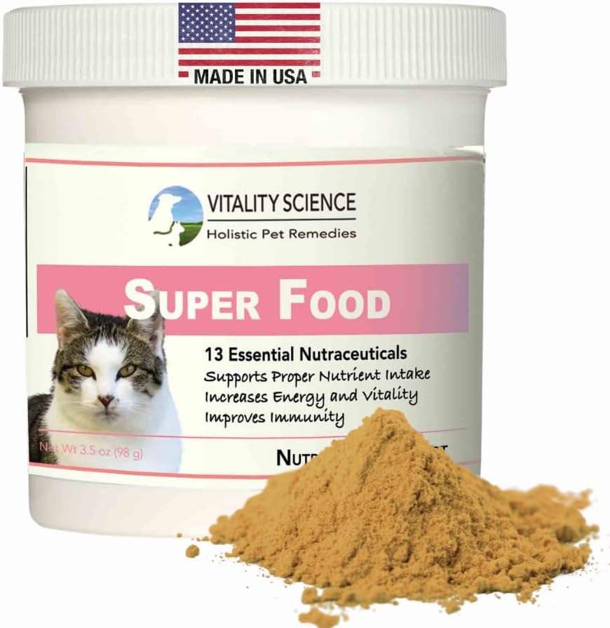 Vitality Science Super Food for Cats ← High Potency Multi-Vitamin and Mineral Supplement tención Aumenta la energía y la vitalidad