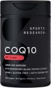 Sports Research CoQ10 (100mg) Enhanced w/Coconut Oil & Bioperine (Black Pepper) for Better Absorption ¦ Vegan Certified, Non-GMO Verified (120 Veggie Softgels)