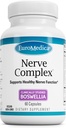 Complejo EuroMedica Nerve - Suplemento herbal con vitamina bioactiva B12 - Circulación &amp; Nerve Health Support Suplemento - Capsules veganos con Boswellia Serrata - 60 cápsulas