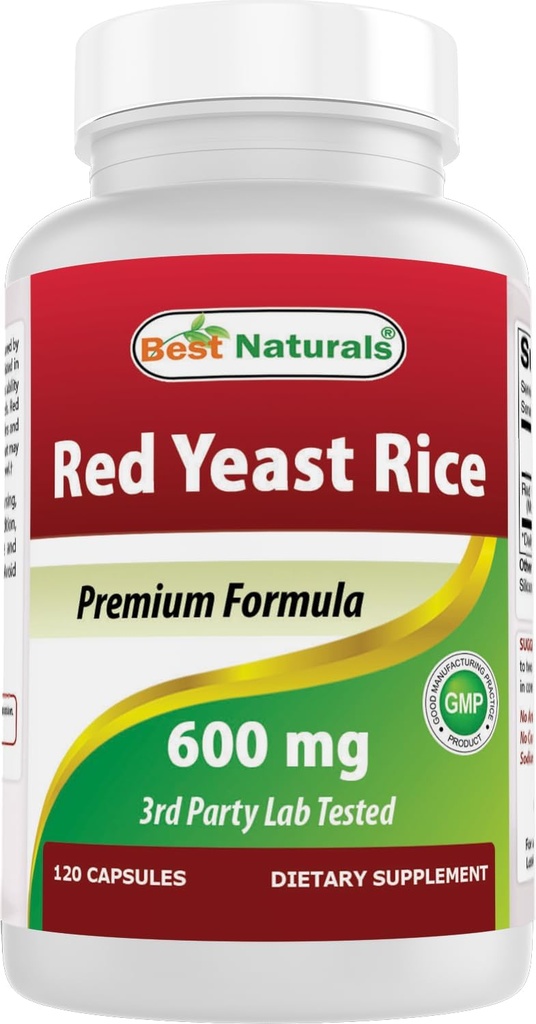 Mejores Naturales, Rice de levadura roja, 600 mg cápsulas, 120 cápsulas, 2 cápsulas por porción/1200 mg por por porción