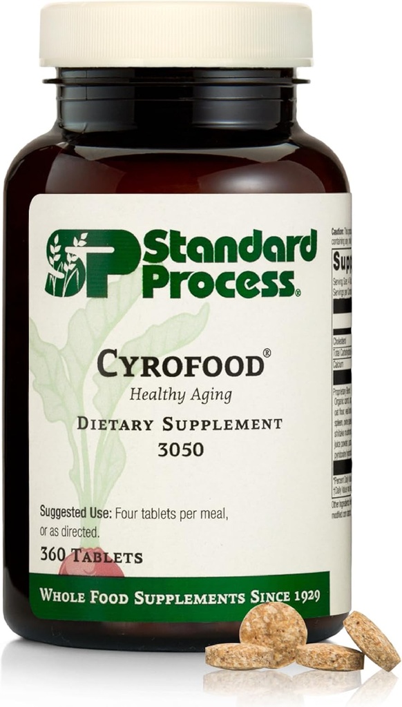 Ciroalimentos estándar - Suplemento de Apoyo al Envejecimiento Saludable - Suplemento Nutricional con Bovine Adrenal, Reishi Mushroom Powder, Carrota Orgánica &amp; Más - Suplemento integral basado en alimentos - 360 Tabletas