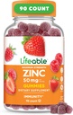 Lifeable Zinc Gummies ← 50mg TENIDO Great Tasting Natural Flavor Zinc Vitamins TEN Gluten Free, Vegetarian, GMO-Free Zinc Chewable ← para Immune Support TEN 90 Gummies