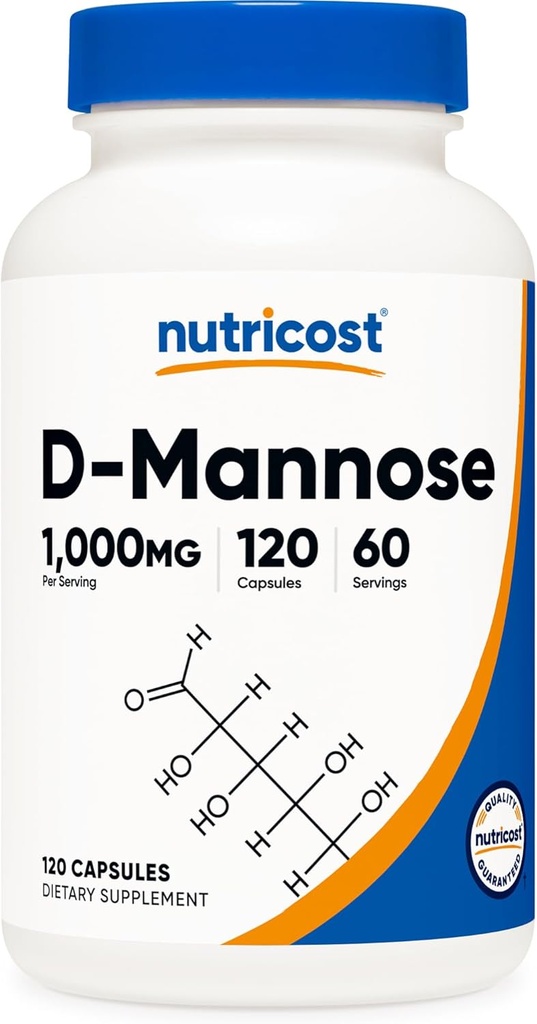 Nutricost D-Mannose 1000mg Por Serving, 120 Capsules - 500mg Por Capsule, Urinary Tract Health, Non-GMO y Gluten Free