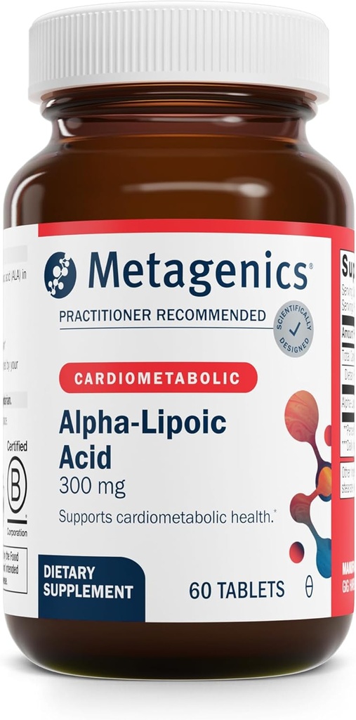 Metagenics Alpha-Lipoic Acid 300 mg - Metabolismo & Antioxidante Apoyo Suplemento de Tissue, Brain & Heart Health* - No Gluten-Free, Vegan, Soy-Free - GMP Certified Facility - 60 Tablets