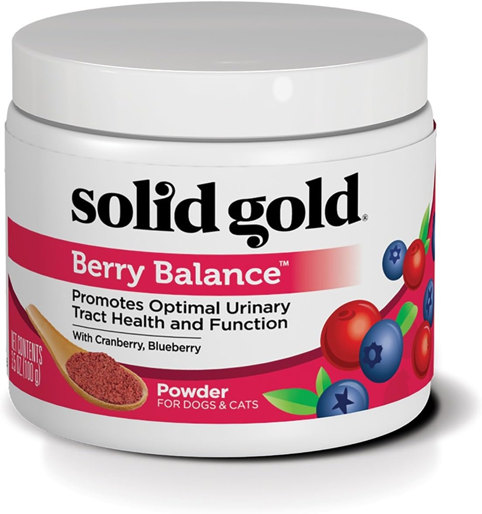 Solid Gold Cat &amp; Dog Vitamins for UTI - Powdered Cranberry Supplement for Dogs & Cats - Urinary Tract, Bladder & Kidney Support for Dogs & Cats - Cat & Dog UTI Sobre el suplemento de contador