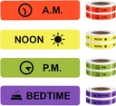 Medicine Stickers Medication Instruction Label Permanent Paper Label AM NOON PM Bedtime for Pill case Planner 0.4 * 1.6inch (500 per Roll 4 Pack)