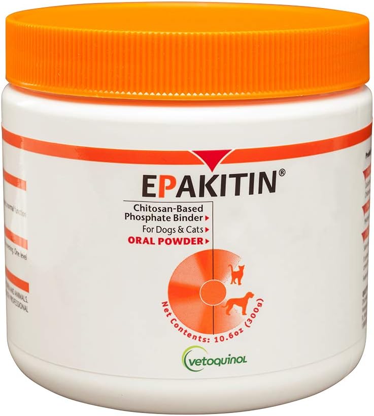 Vetoquinol Epakitin Chitosin-Based Phosphate Binder for Cats & Dogs – Renal Support Suplemento Polvo - 300g