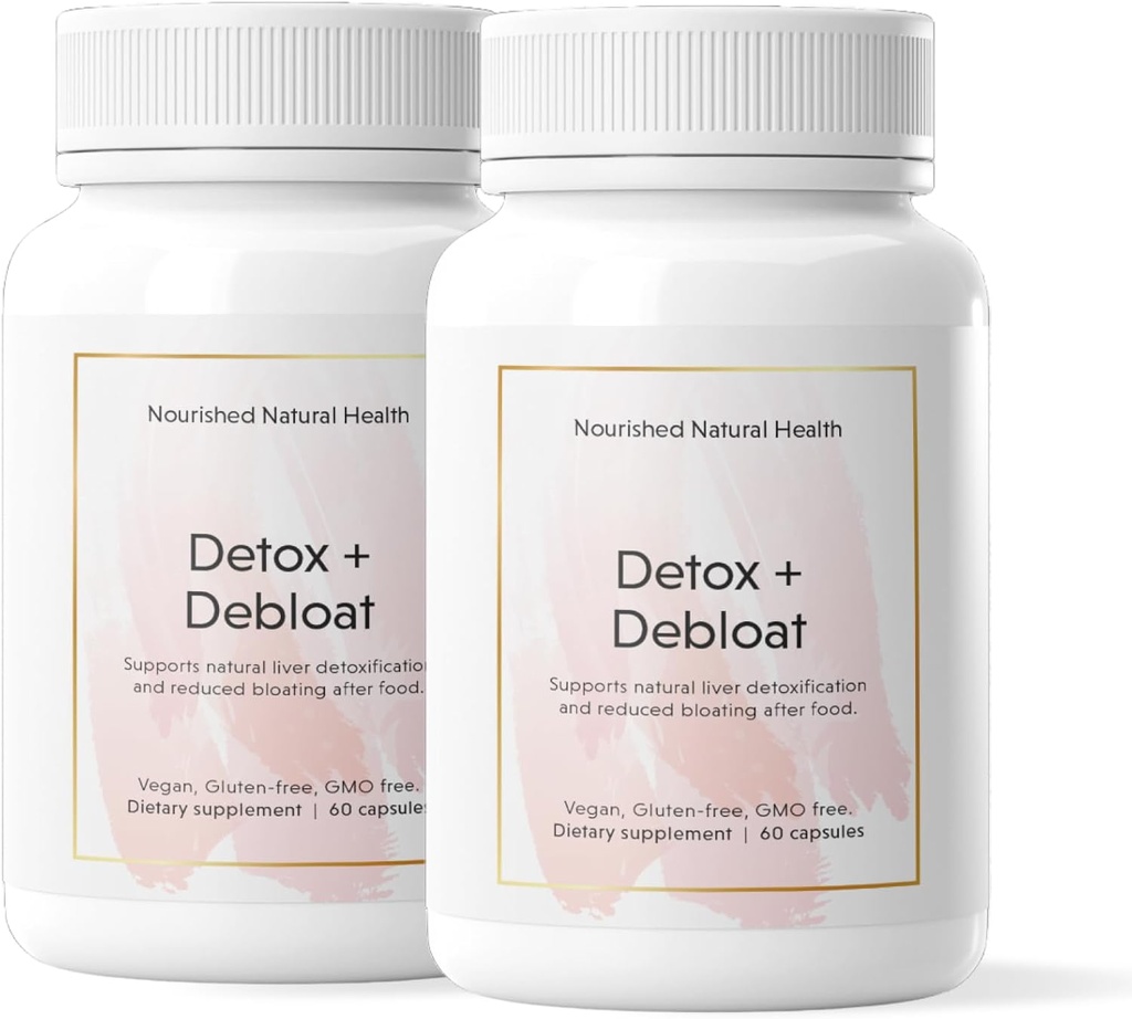 Nutrido Detox de Salud Natural + Debloat - Milk Thistle & Dandelion Root Vegan Supplement for Women - Bloating Relief & Digestion Support - 120 Capsules