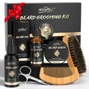 POP MODERN.C Kit de Crecimiento de barba Kit de aparejo de barba 6pcs Lavado de barba Champú aceite barba barba Balm Beard Comb cepillo tijeras