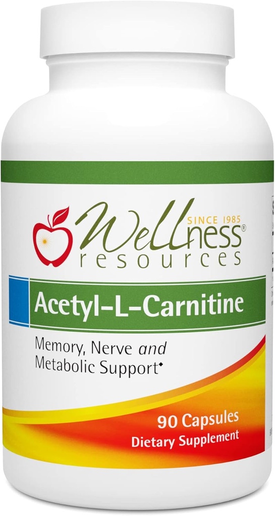 Wellness Resources Acetyl-L-Carnitine (ALC) for Memory, Nerves (500 mg, 90 cápsulas)
