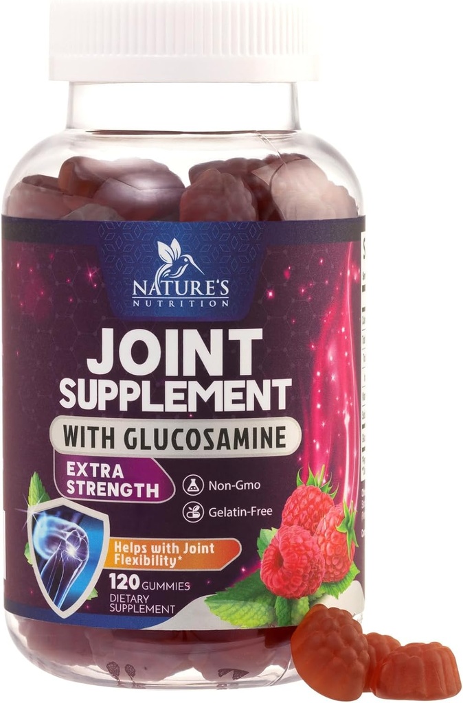 Soporte Conjunto Gummies Glucosamine Plus Vitamina E - Suplemento de Apoyo Conjunto de la Naturaleza para el Descomiso ocasional por la espalda, rodillas & manos - cartílago " Salud conjunta " Apoyo a la flexibilidad - 120 Gummies