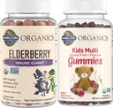 Garden of Life Organics Kids Immune Bundle – Elderberry Immune Support Gummies (120 Conde) + Certified Organic Kids Multivitamin Gummies, Non-GMO, Gluten Free, Cherry (120 Conde)