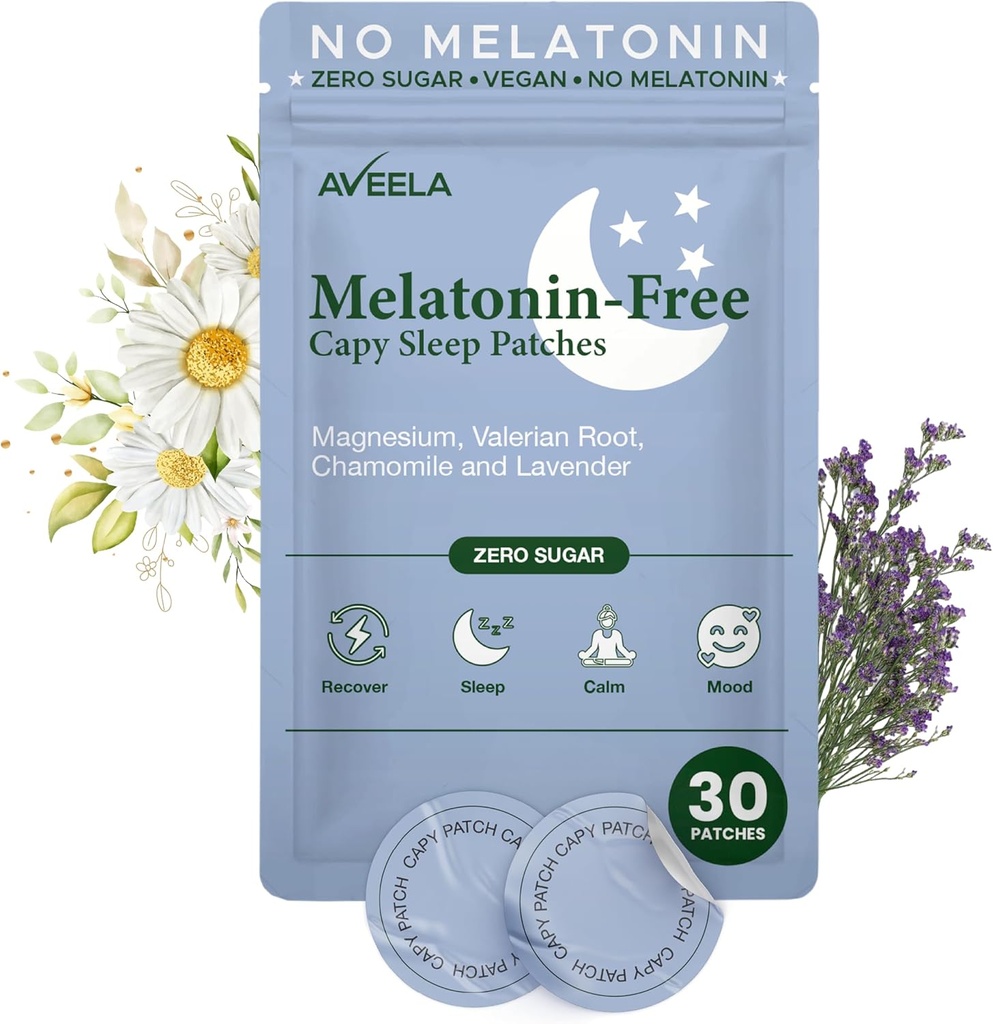 AVEELA Melatonin Patches para dormir gratis para adultos ← Ayuda para dormir natural Silencio y relax Patch to Sleep Better ← Toxin-Free Sleeping Device toxin to Support Quality Sleep and Reduce Fatigue