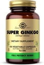 Solgar Super Ginkgo, 120 cápsulas vegetales - Full Potency (FP) - Antioxidant &amp; Nervous System Support - Brain Health - Non-GMO, Vegan, Gluten Free, Dairy Free, Kosher - 120 Servings