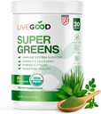 LiveGood Super Greens Powder Organic Superfood with Wheat Grass Powder, Daily Superfood Powder for Immune Support, Energy and Detox, Green Juice Powder Supplement (30 Servings), 12.38 Oz