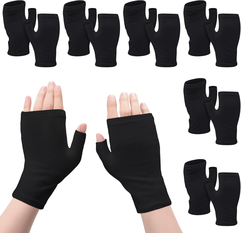 6 Parejas Guantes de Eczema sin Fingerless Moisturizing for Adults Cotton Overnight Dry Hands(Black)