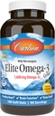 Carlson - Elite Omega-3 Gems, 1600 mg Omega-3 Incluyendo EPA y DHA, suplemento de aceite de pescado noruego, fuente sostenible, Lemon, 180 Softgels