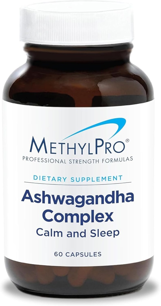 MethylPro Ashwagandha Complex - Ashwagandha, Magnesium + L-Theanine Suplemento para Mujeres + Hombres, Stress Support, Calm, Focus + Sleep - 60 cápsulas