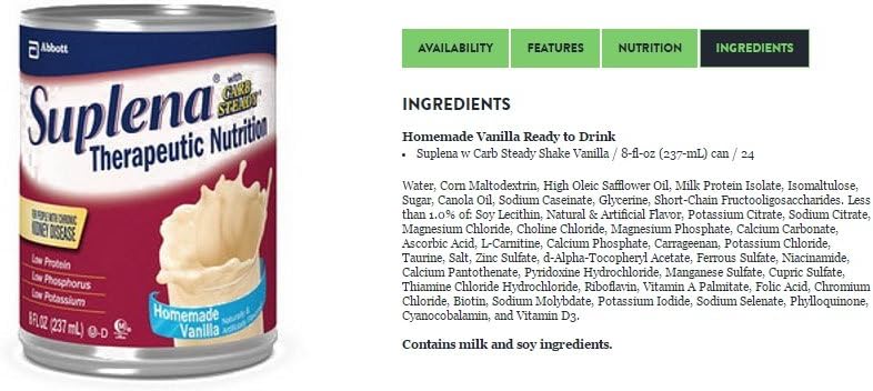 Suplena con Carb Steady Suplemento Nutricional ( SUPLENA W/CARB STEADY, VAN, 8OZ CAN ) 24 Cada / Caso