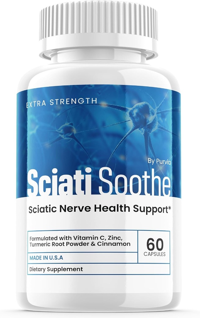 Sciatisoothe Suplemento para Sciatica, Sciati Soothe Nerve Health, Sciatisoothe Capsules Vitaminas, Sciatisoothe Advanced Global Wellness Support Maximum Strength Formula Made in USA (60 Capsules)