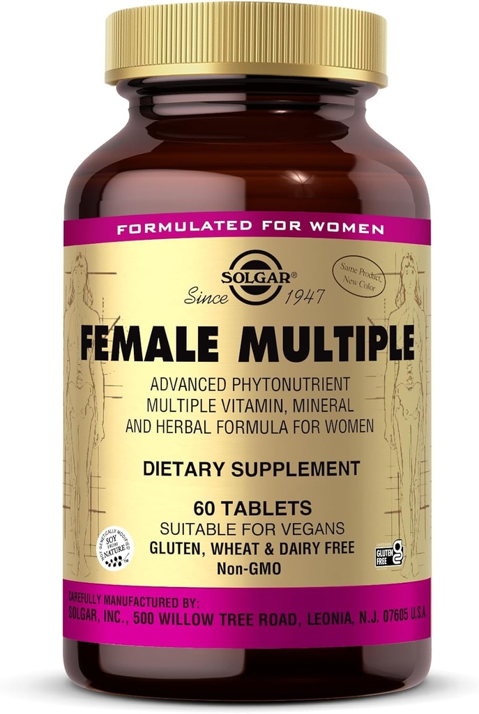 Solgar Female Multiple - 60 Tablets - Multivitamin, Mineral & Herbal Formula for Women - Vegan, Gluten Free &amp; Dairy Free - 20 Servings
