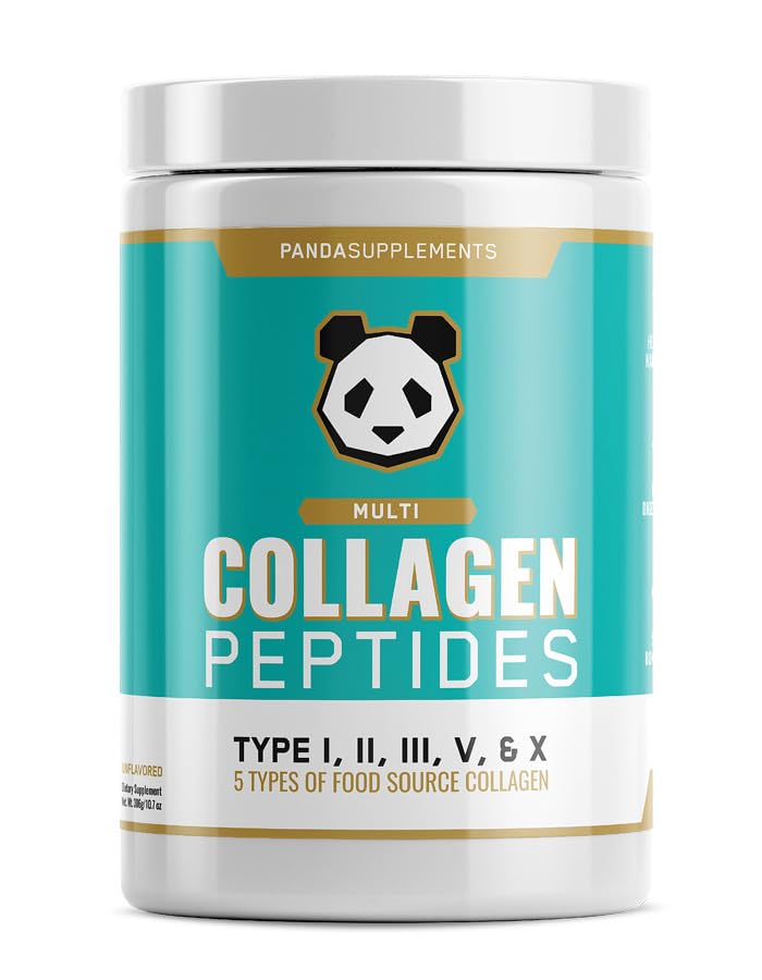 Laboratorios de Bio Subterráneo: Panda Supps Hidrolyzed, Grass-Fed, Multi Collagen Peptides (Tipos I, II, III, V y X) (30 Servimientos, Desflavorados)