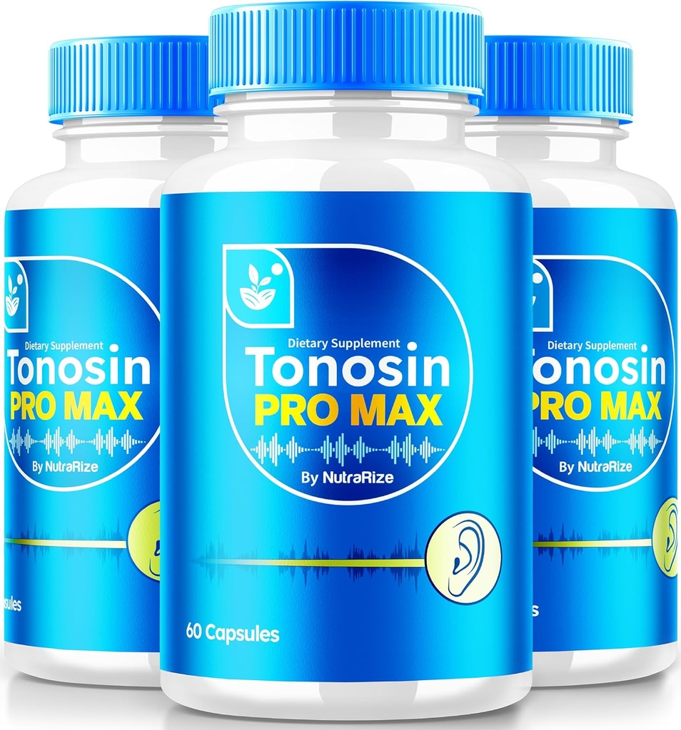 NutraRize (3 Pack) Tonosin Pro Max Capsules, Fórmula oficial de salud del oído, Suplemento totalmente natural para promover la salud del oído interno, soporte de atención premium, TonosinProMax Reseñas (180 cápsulas)
